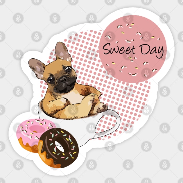 french bulldog coffee and donuts Sticker by Collagedream